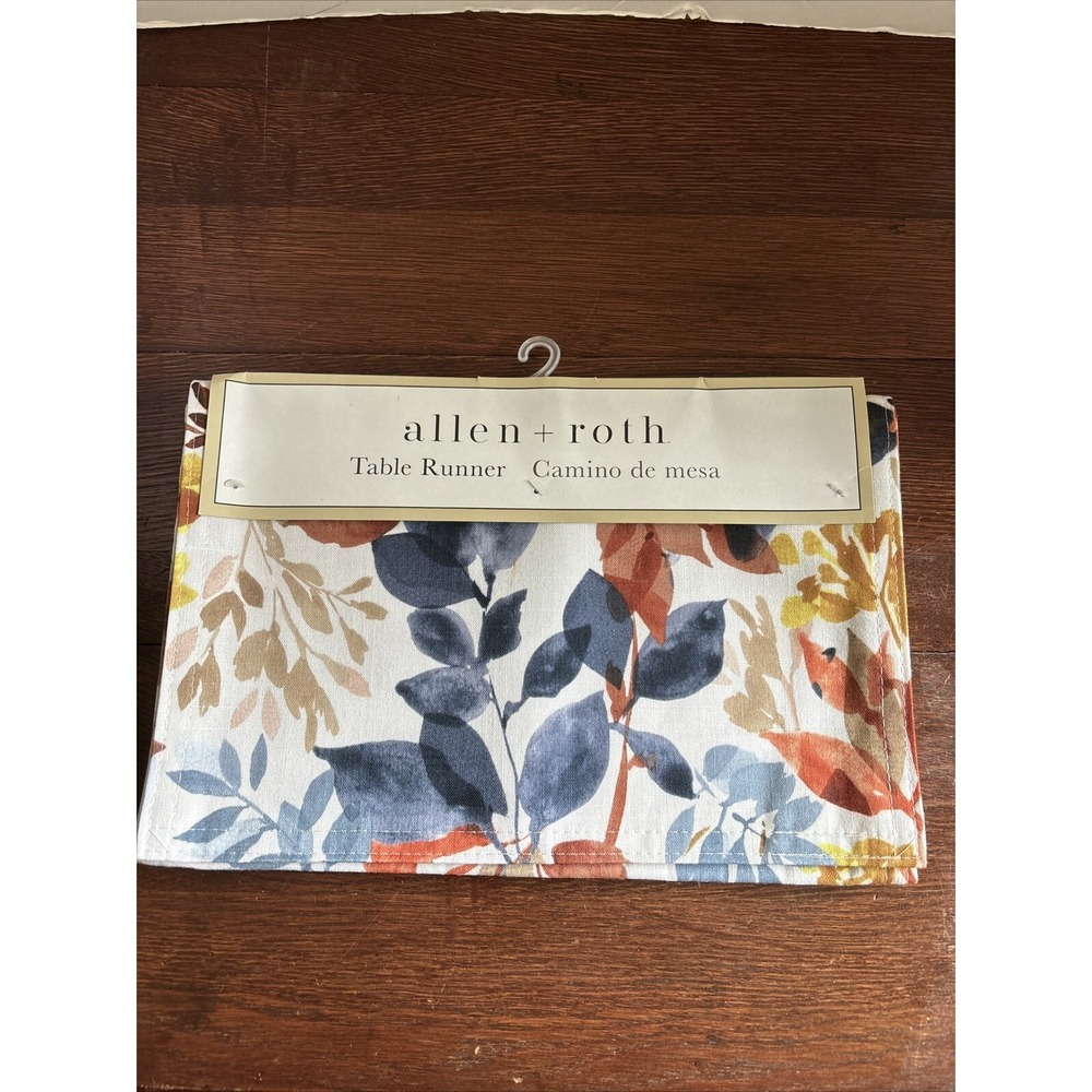 Allen‎ + Roth Fall Floral With Blue  14"x72" Table Runner New Model R-CLLEAF-999
